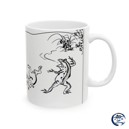 Choju-giga Frogs & Rabbits Ceramic Mug, (11oz, 15oz) - Ancient Japanese Manga Art Coffee Cup | RHC MU-NI Japan