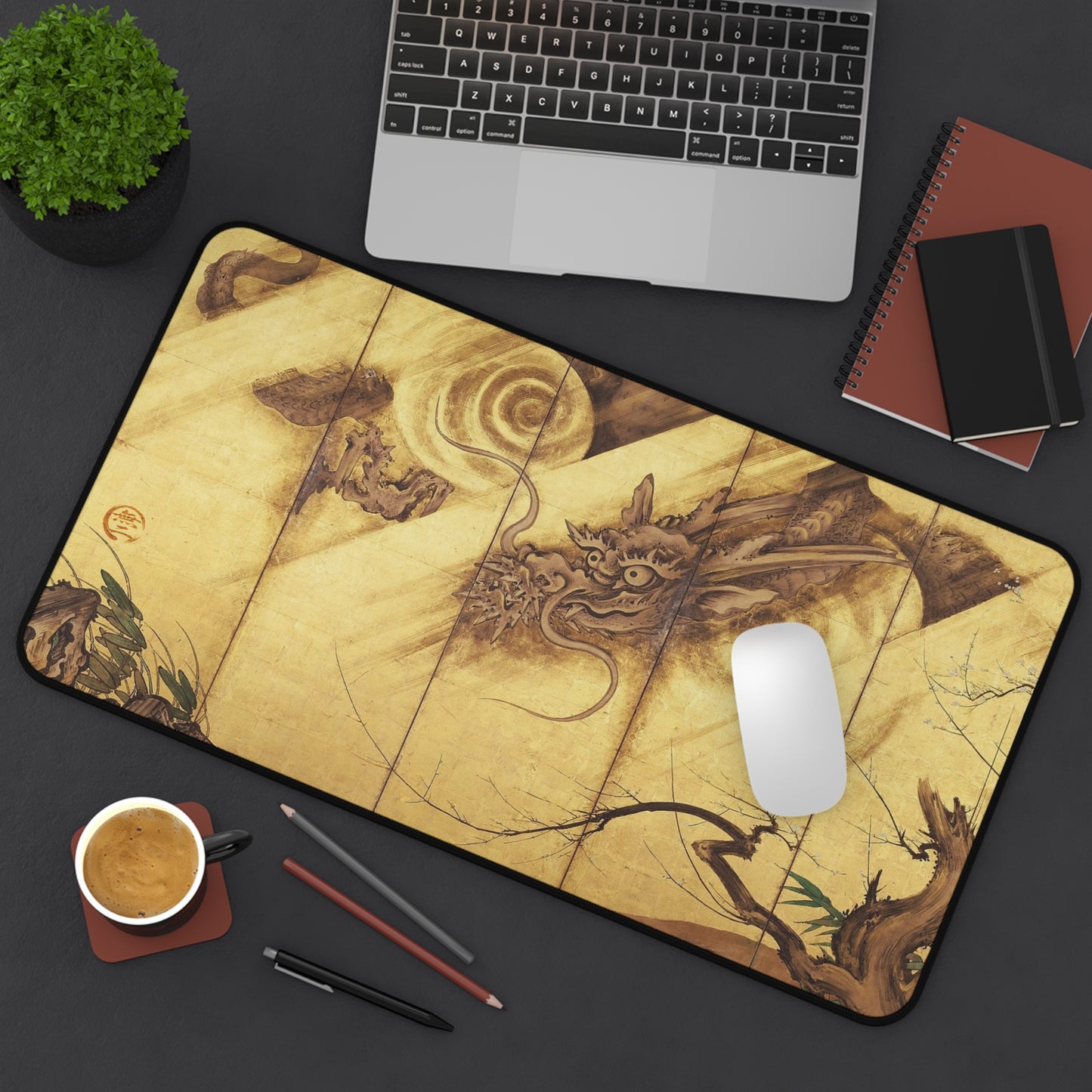 Kano School Ancient Japanese Dragon - Screen Art Desk Mat  Vintage Art Mousepad | RHC MU-NI Japan