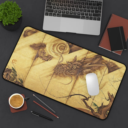 Kano School Sanraku Japanese Dragon - Screen Art Desk Mat  Vintage Art Mousepad | RHC MU-NI Japan