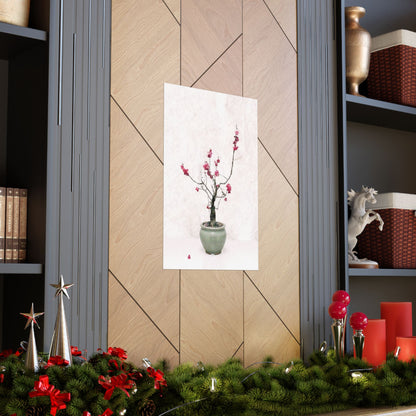 Japanese Red Plum Blossom Bonsai Art Matte Vertical Poster - Zen Botanical Decor, Minimalist Japandi Wall Art, Spring Gift PL1K|MU-NIJapan