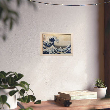 Hokusai The Great Wave Kanagawa Ukiyo-e Poster - Printed 3D Frame Effect, Vintage Japanese Wall Art | RHC MU-NI Japan