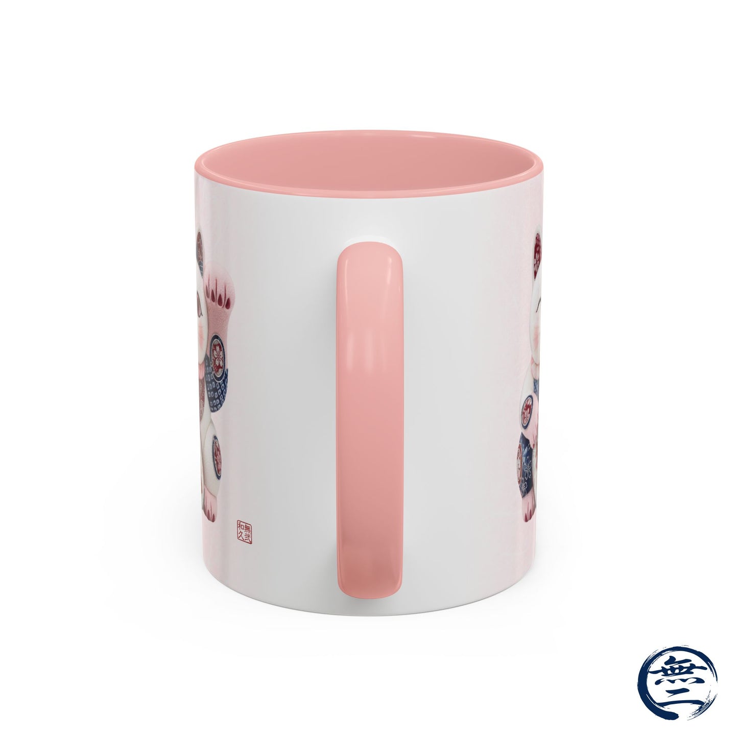 Shin-Maneki neko Modern Kimekomi Decor Style Mug (11oz) | Odd-Eye & Smile Dual Design- Beckon Health and Happiness MS2M | MU-NI Japan