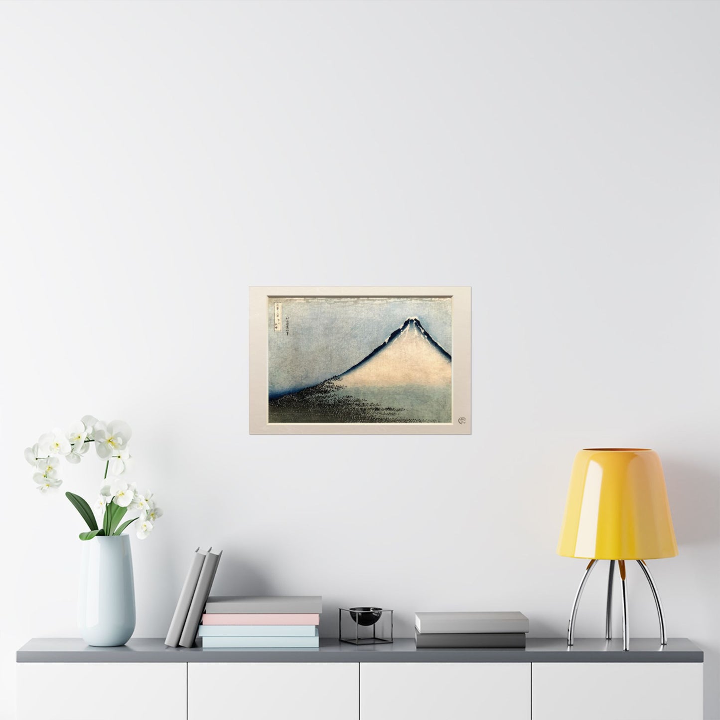Hokusai Fuji at Clear Weather Ukiyo-e Poster - White Fuji Wall Art, 3D Framed Effect Print | RHC MU-NI Japan