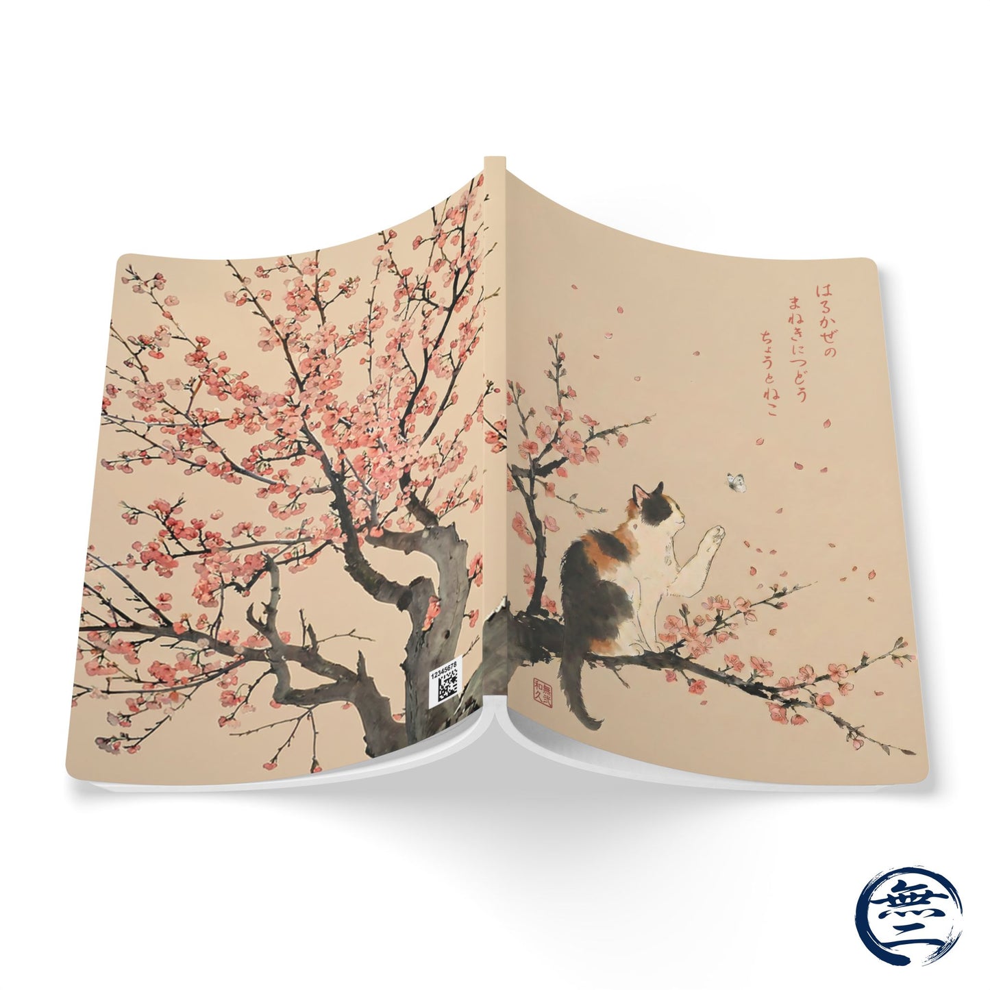 Japanese Calico Cat Cherry Blossom Softcover Journal | MU-NI Japan