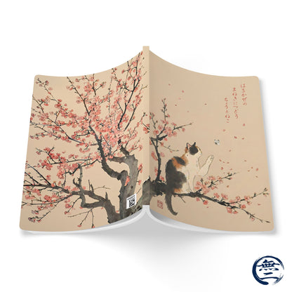 Japanese Calico Cat Cherry Blossom Softcover Journal | MU-NI Japan