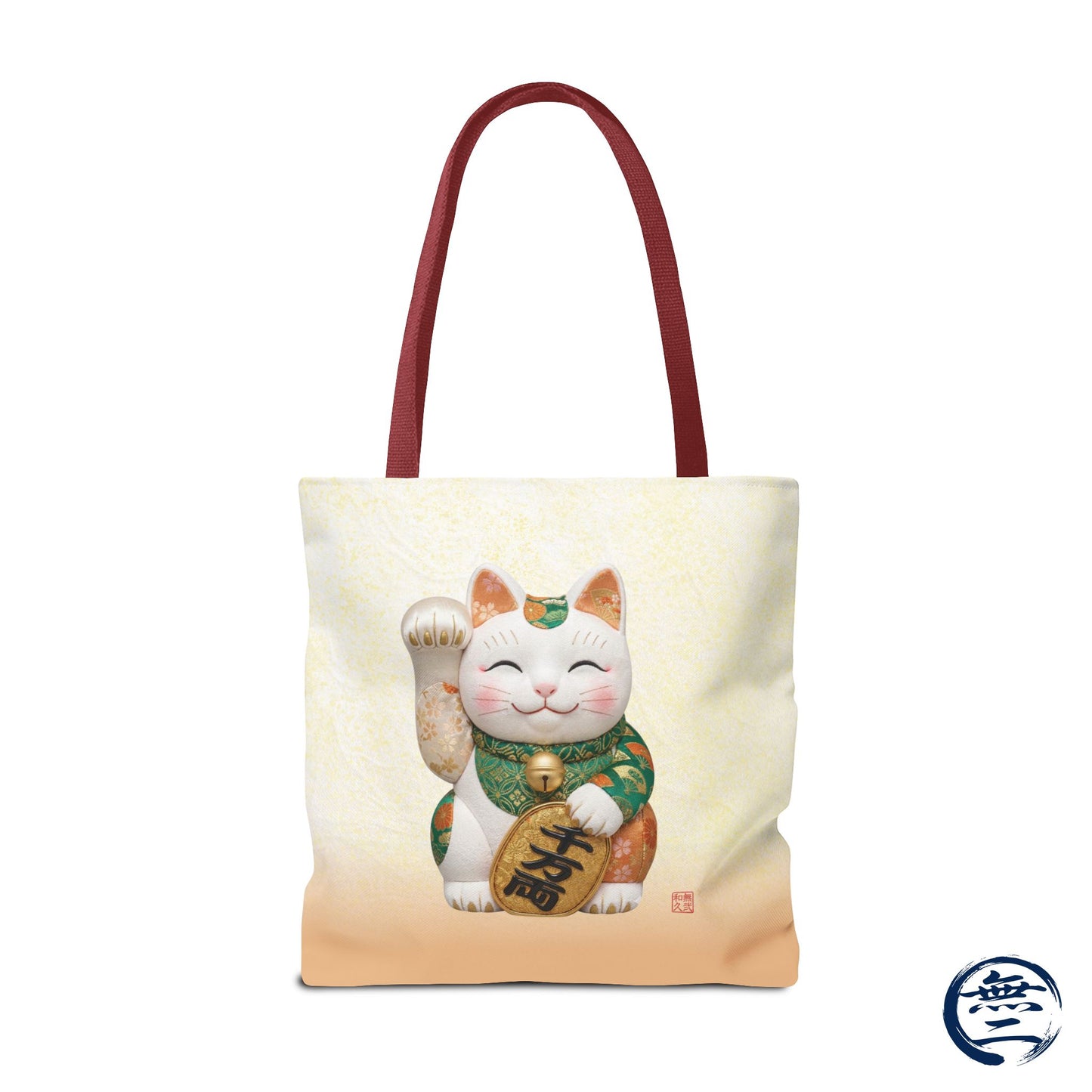 Shin-Maneki neko Modern Kimekomi Decor Style Tote Bag | Kawaii Odd-Eye & Smile Dual Design- Beckon Wealth and Prosperity MK2D | MU-NI Japan