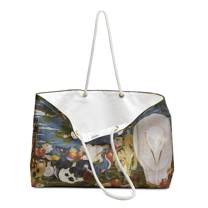 Ito Jakuchu Birds and Animals in the Flower Garden Weekender Tote Bag - White Elephant Japanese Art Large Beach Bag | MU-NI Japan