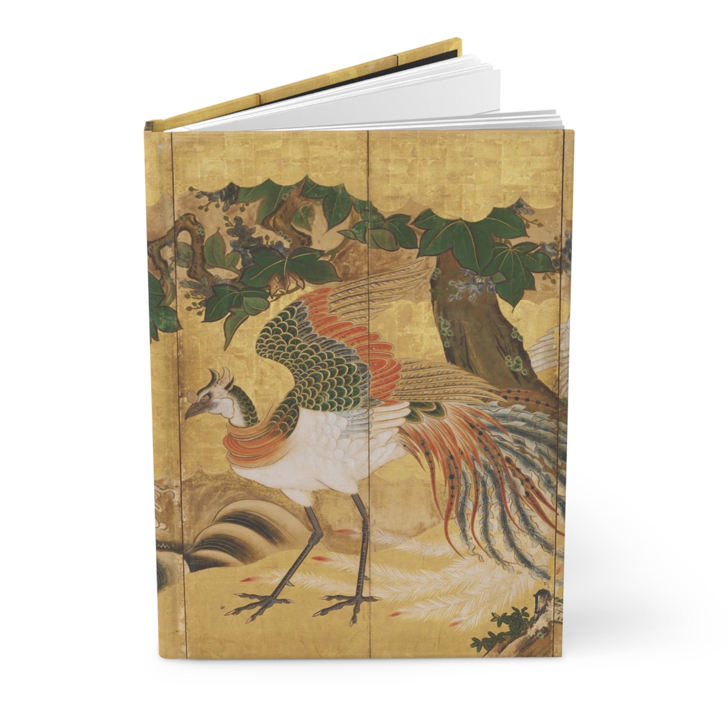 Kano School Houou Phoenix Gold Leaf Screen Japanese Art Hardcover Journal Matte - Vintage Mythical Bird Notebook | RHC 025 MU-NI Japan