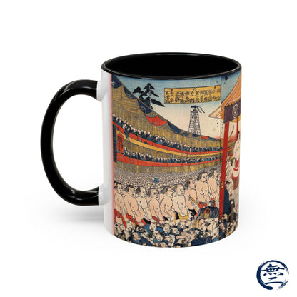Vintage Sumo Ukiyo-e Accent Mug - Utagawa Kuniyoshi Japanese Art | RHC MU-NI Japan
