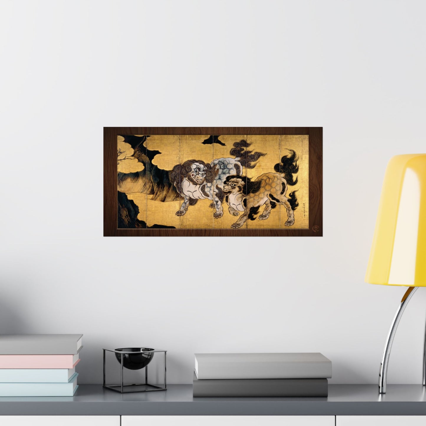 Kano Eitoku | Karajishi Art Print- Japanese Traditional Guardian Lions Poster | RHC MU-NI Japan
