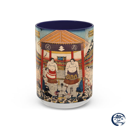 Vintage Sumo Ukiyo-e Accent Mug - Utagawa Kuniyoshi Japanese Art | RHC MU-NI Japan