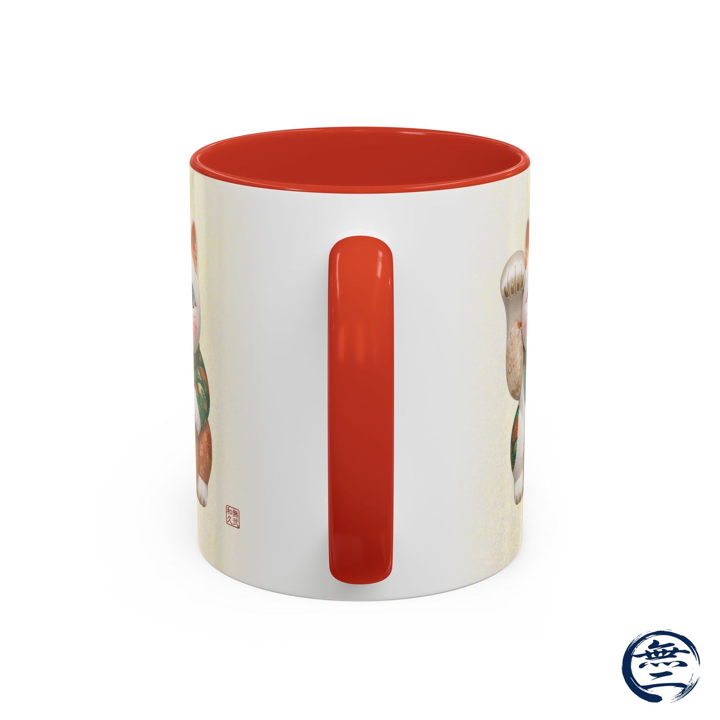Shin-Maneki neko Modern Kimekomi Decor Style Mug (11oz) | Odd-Eye & Smile Dual Design- Beckon Wealth and Prosperity NK2M | MU-NI Japan