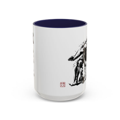 Sumo Wrestler Yokozuna silhouette Large Coffee Mug - Kanji Calligraphy Art Cup 15oz | SY1M MU-NI Japan