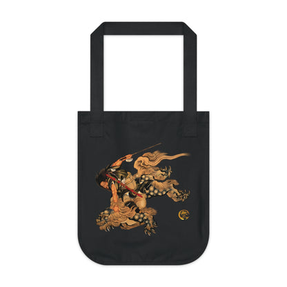 Hokusai Shoki Demon Queller Organic Canvas Tote Bag -  Japanese Ancient Hero Art Tote | MU-NI Japan