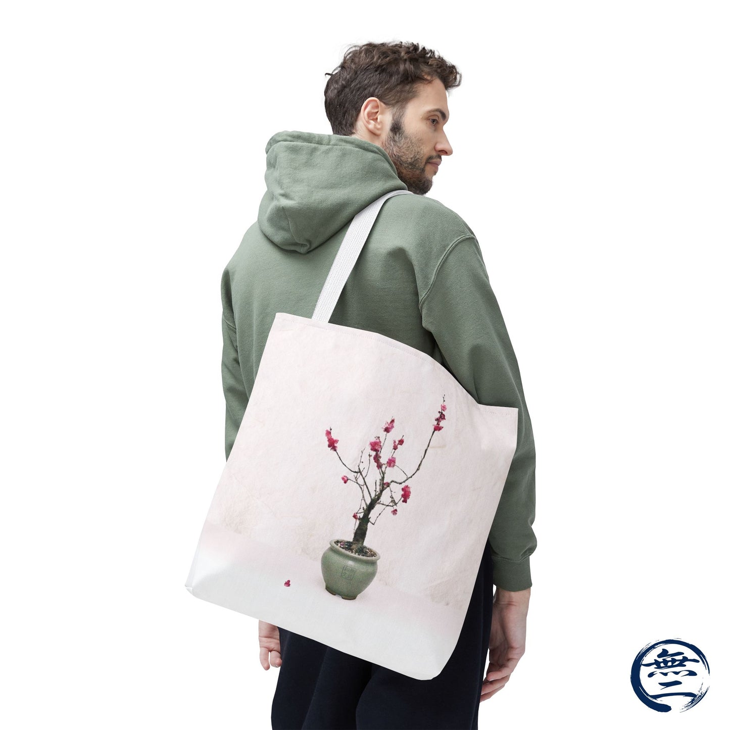 Japanese Red Plum Bonsai Tote Bag - Zen Aesthetic All-Over Print Handbag, Abstract Japandi Art Spring Floral Gift PL1D | MU-NI Japan