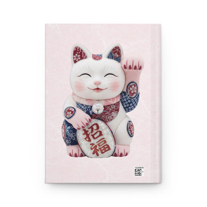 Shin-Maneki neko Modern Kimekomi Decor Hardcover Journal - Beckon Health and Happiness, Kawaii Cat Japandi Style Art MS2J | MU-NI Japan