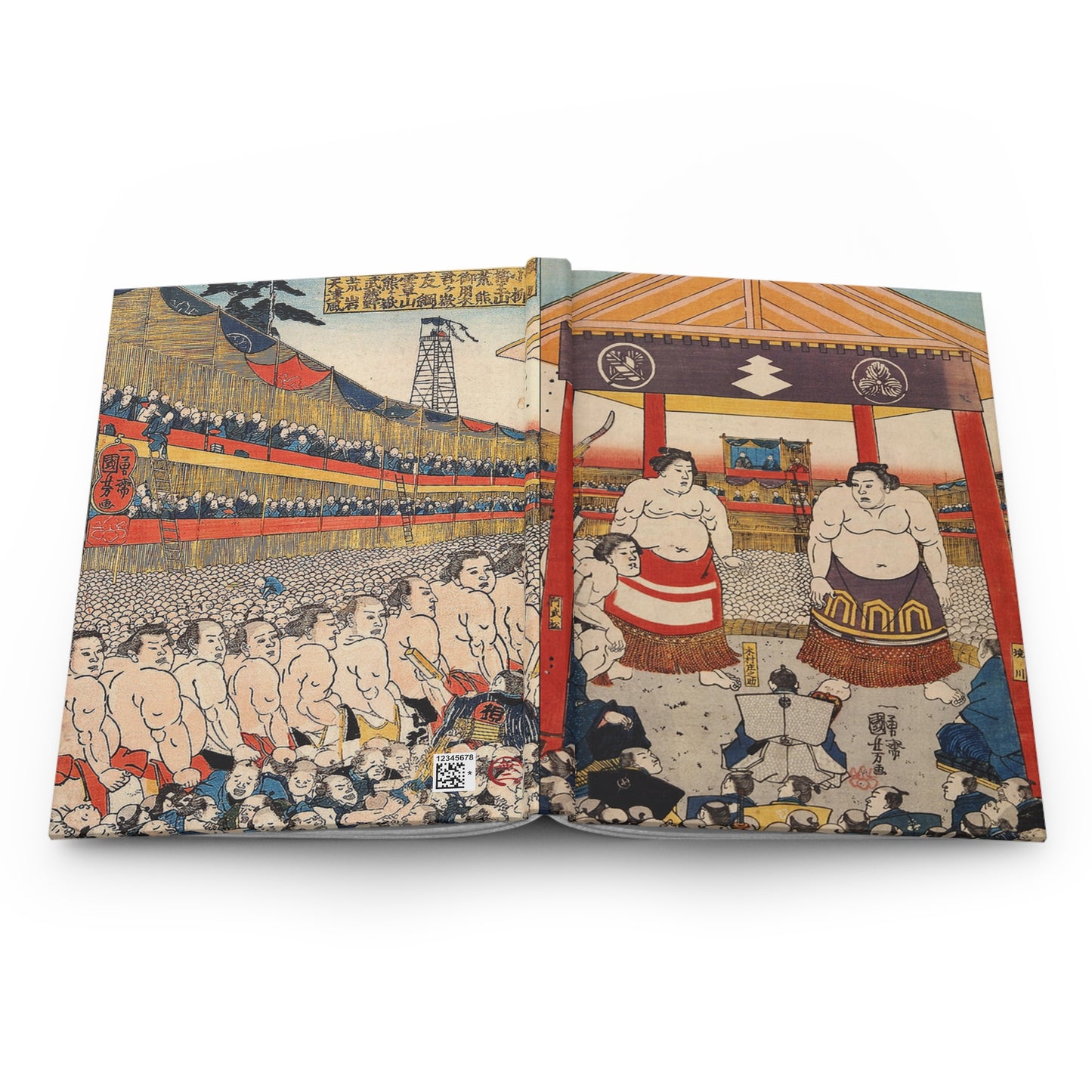 Vintage Sumo Wrestling Ukiyo-e Print Hardcover Journal - Utagawa Kuniyoshi | RHC MU-NI Japan