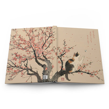 Japanese Calico Cat & Sakura Cherry Blossom Hardcover Notebook - Gift for Cat Lovers | CC1J MU-NI Japan