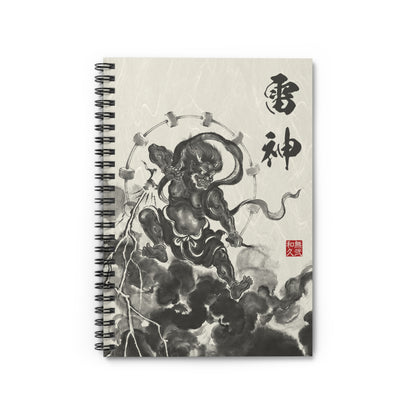 Raijin Thunder God Sumi-e Spiral Notebook - Japanese Ink Wash Art, Zen Minimalist Stationery for Breakthrough Ideas RJ2I | MU-NI Japan