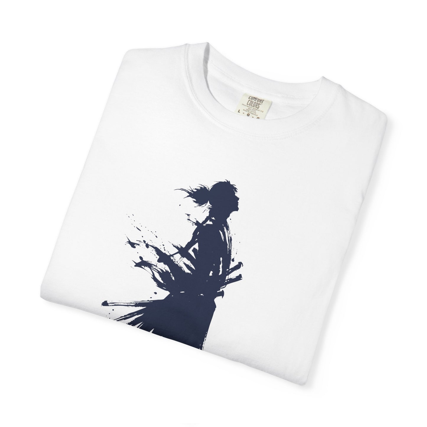 Minimalist Samurai Silhouette Zen T-Shirt - One and Only Garment-Dyed Tee SR4T | MU-NI Japan