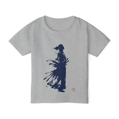 Samurai  Silhouette Toddler T-shirt | Zen Kids Fashion.Japanese Ink Art, "One and Only" Kanji Back Print, Bushido Style SR2R | MU-NI Japan