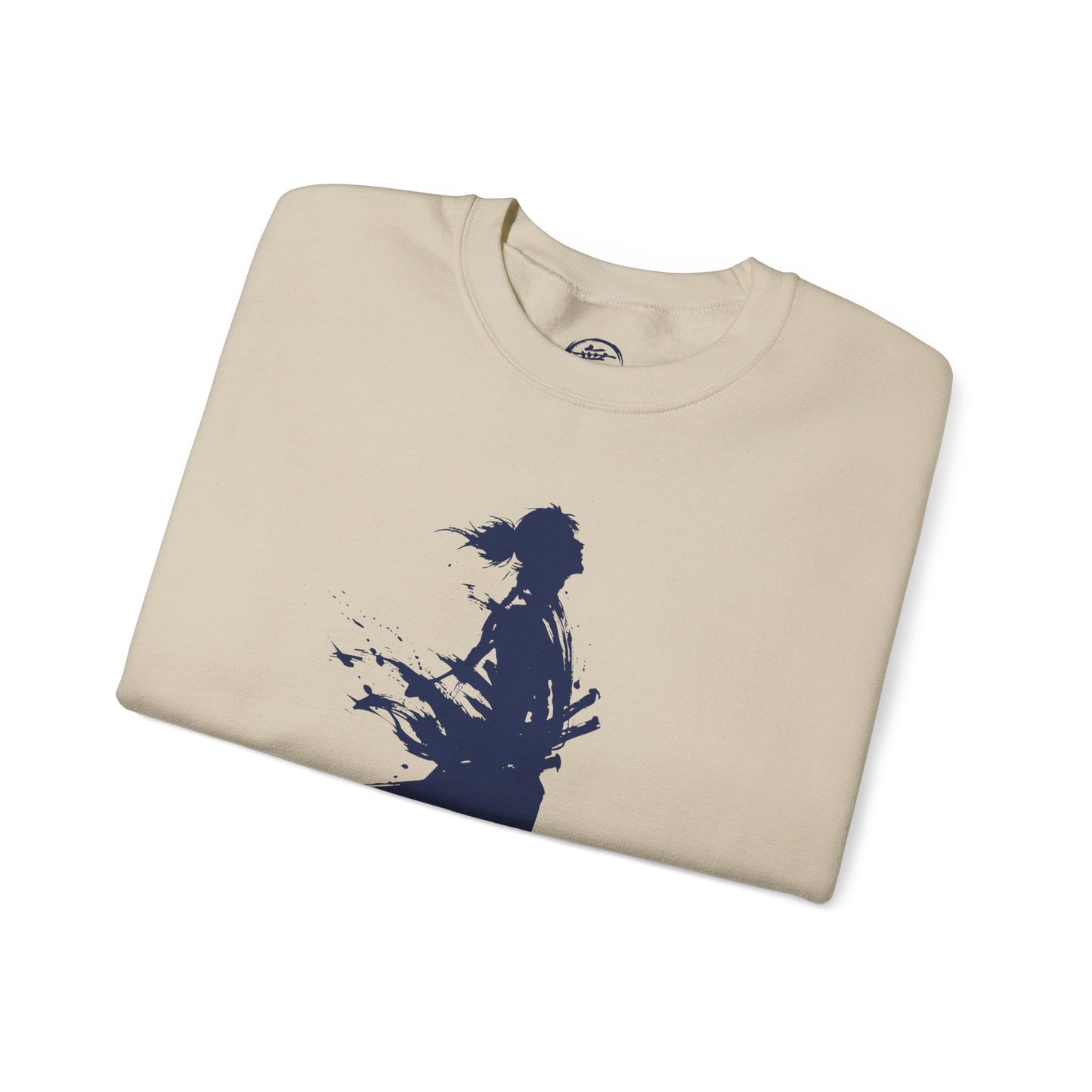 Minimalist Samurai Silhouette Unisex Crewneck Sweatshirt | "The One and Only" Shodo (Japanese Kanji Calligraphy),  SR2S | MU-NI Japan