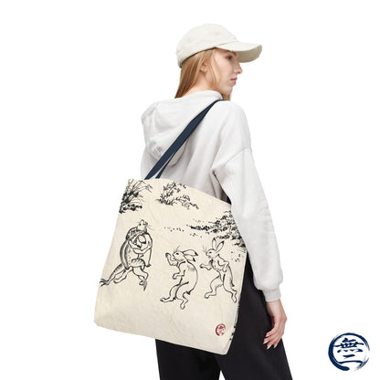Choju Giga Tote Bag -WASHI- Japanese Frogs and Rabbits Vintage Scroll Art | MU-NI Japan