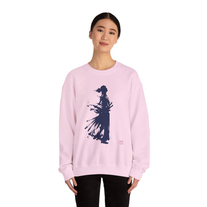Minimalist Samurai Silhouette Unisex Crewneck Sweatshirt | "The One and Only" Shodo (Japanese Kanji Calligraphy),  SR2S | MU-NI Japan