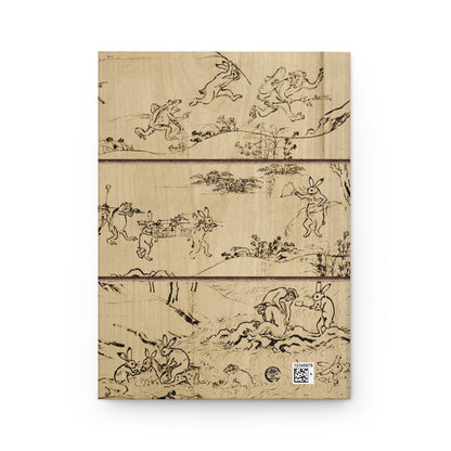 Choju-giga Frolicking Animals Matte Hardcover Journal with Wood Look, Ancient Manga Japanese Art Notebook | RHC 102 MU-NI Japan