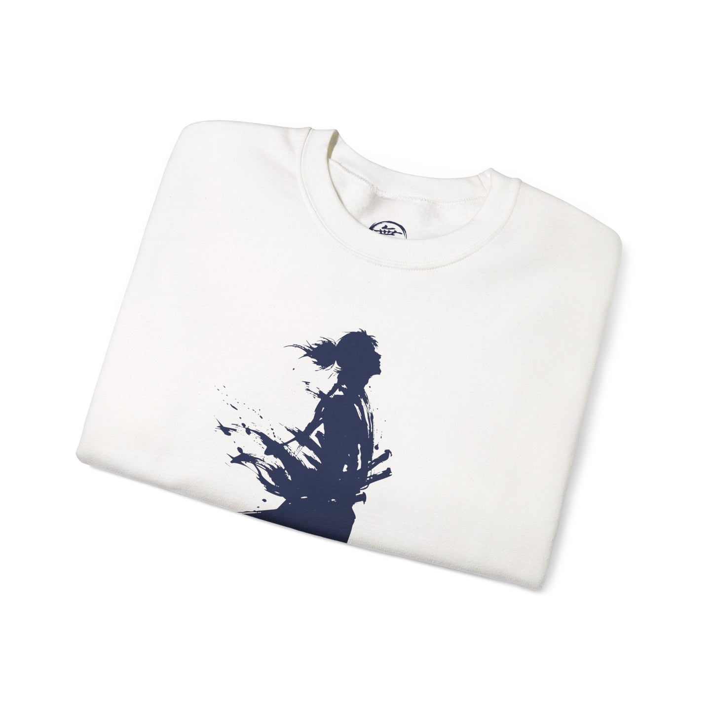 Minimalist Samurai Silhouette Unisex Crewneck Sweatshirt | "The One and Only" Shodo (Japanese Kanji Calligraphy),  SR2S | MU-NI Japan