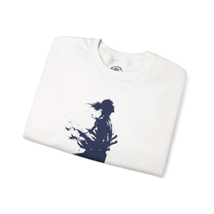 Minimalist Samurai Silhouette Unisex Crewneck Sweatshirt | "The One and Only" Shodo (Japanese Kanji Calligraphy),  SR2S | MU-NI Japan