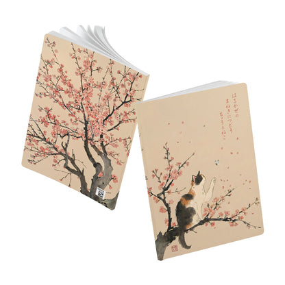 Japanese Calico Cat Cherry Blossom Softcover Journal | MU-NI Japan