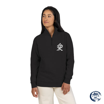 Naoe Kanetsugu Minimalist Kanji Love Samurai Unisex Fleece Pullover (Embroidery) | MU-NI Japan　　　