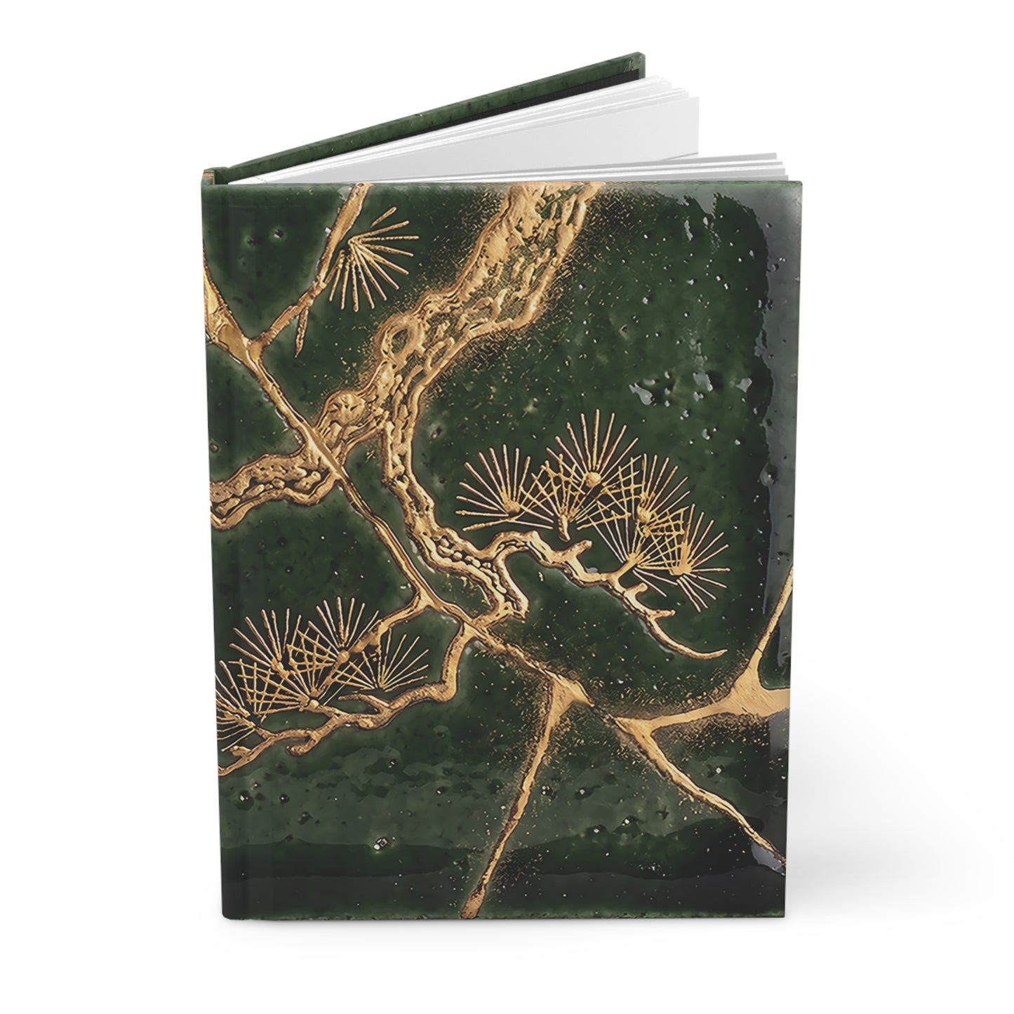 Kintsugi Pine Tree Hardcover Journal, Japanese Aesthetic Ceramic Texture Deep Green Matte Notebook | KT1J MU-NI Japan