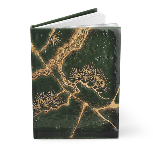 Kintsugi Pine Tree Hardcover Journal, Japanese Aesthetic Ceramic Texture Deep Green Matte Notebook | KT1J MU-NI Japan