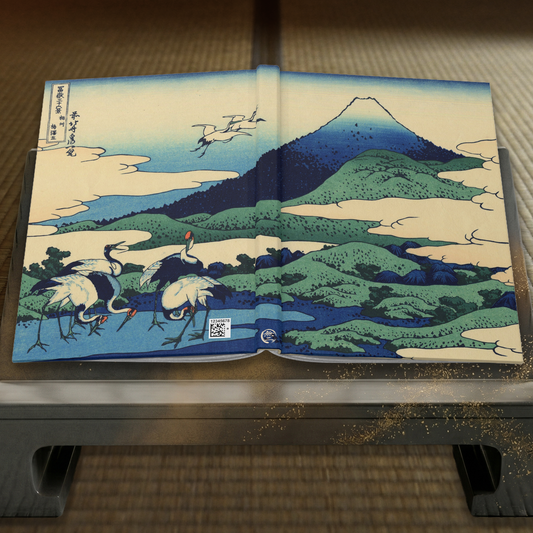 Hokusai Mount Fuji Cranes Ukiyo-e Hardcover Journal Matte - Vintage Japanese Art Notebook Writing Diary | RHC 002 MU-NI Japan