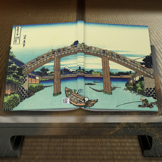 Hokusai Fukagawa Mannen Bridge Mount Fuji Ukiyo-e Hardcover Journal Matte - Vintage Japanese Art Notebook Writing Diary | RHC 001 MU-NI Japan