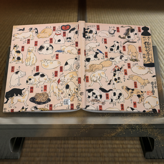 Kuniyoshi Utagawa Cat Ukiyo-e Fifty-three Stations Hardcover Journal Matte - Funny Japanese Art Notebook Gift | RHC 008 MU-NI Japan
