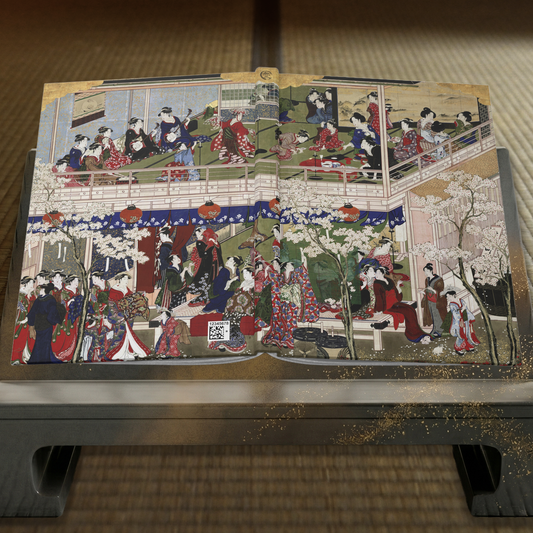 Utamaro Yoshiwara Snow, Moon, and Flowers (Setsugekka) Ukiyo-e Hardcover Journal Matte - Vintage Japanese Art Notebook | RHC 017 MU-NI Japan
