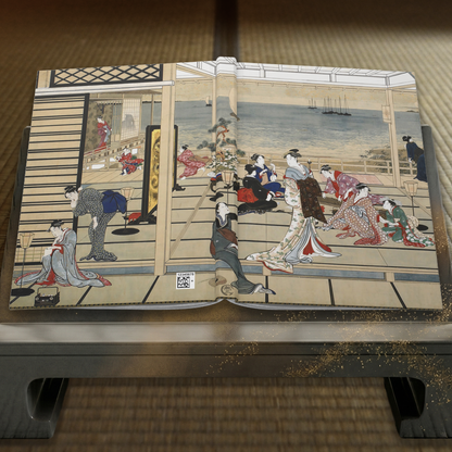 Utamaro Moonline Shinagawa Ukiyo-e Hardcover Journal Matte - Vintage Japanese Art Notebook Writing Diary | RHC 018 MU-NI Japan