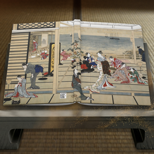 Utamaro Moonline Shinagawa Ukiyo-e Hardcover Journal Matte - Vintage Japanese Art Notebook Writing Diary | RHC 018 MU-NI Japan