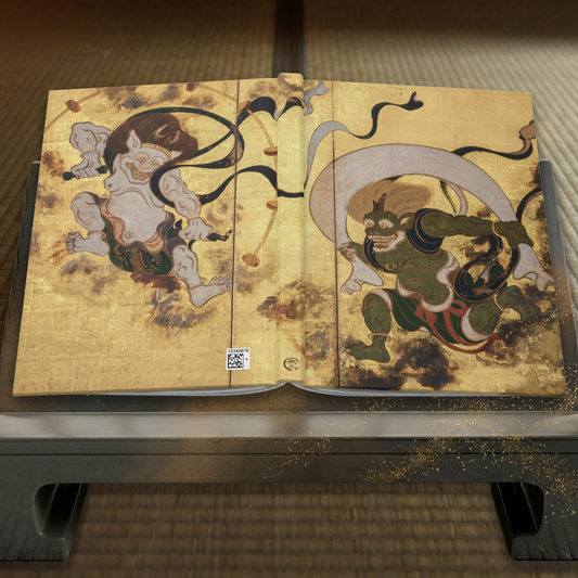 Tawaraya Sotatsu Fujin Raijin Japanese Art Hardcover Journal Matte - Vintage Gold Zen Gods Notebook | RHC 023 MU-NI Japan