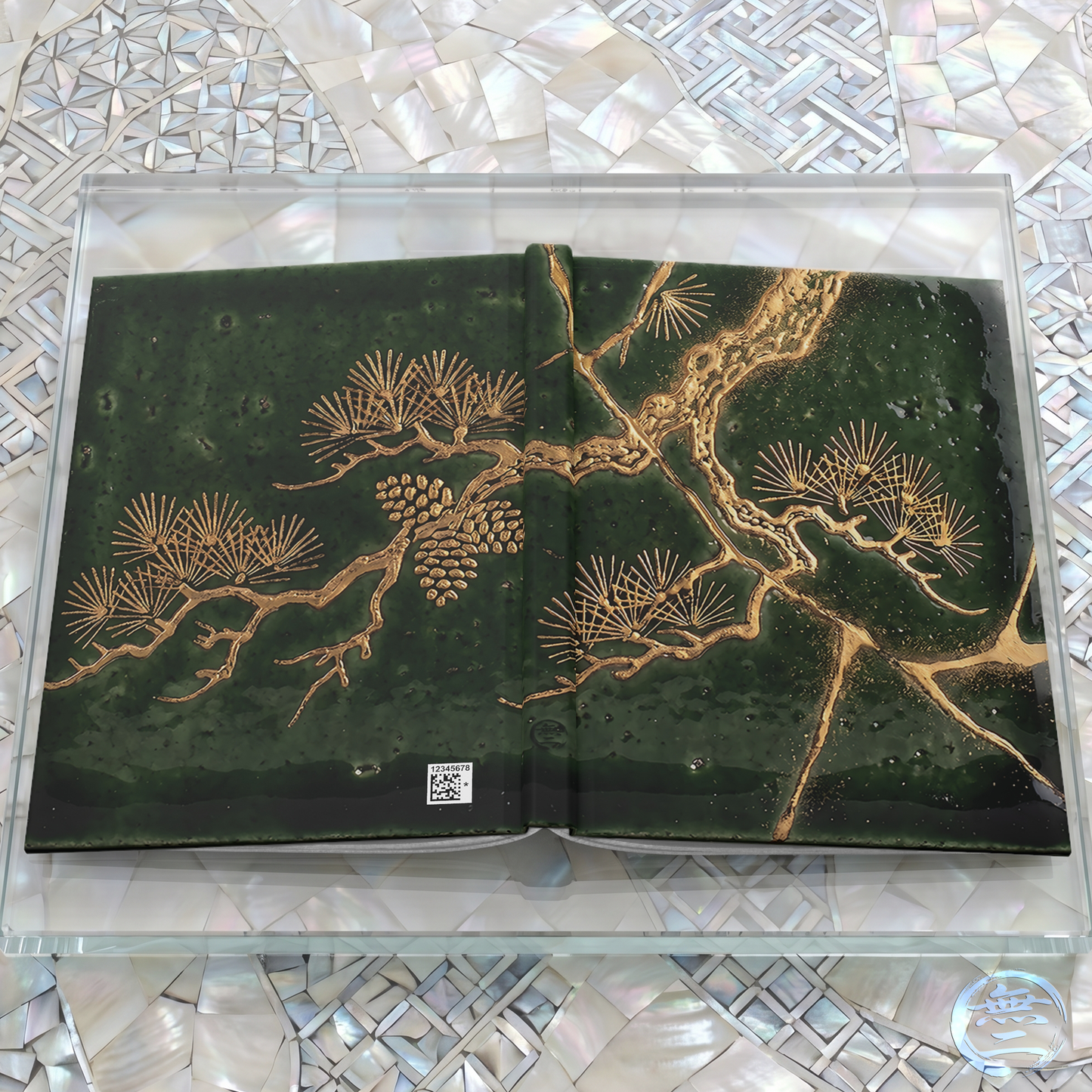 Kintsugi Pine Tree Hardcover Journal, Japanese Aesthetic Ceramic Texture Deep Green Matte Notebook | KT1J MU-NI Japan