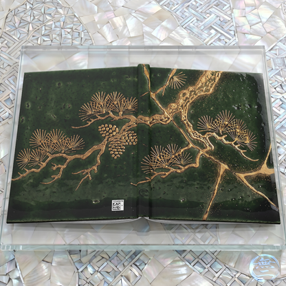 Kintsugi Pine Tree Hardcover Journal, Japanese Aesthetic Ceramic Texture Deep Green Matte Notebook | KT1J MU-NI Japan