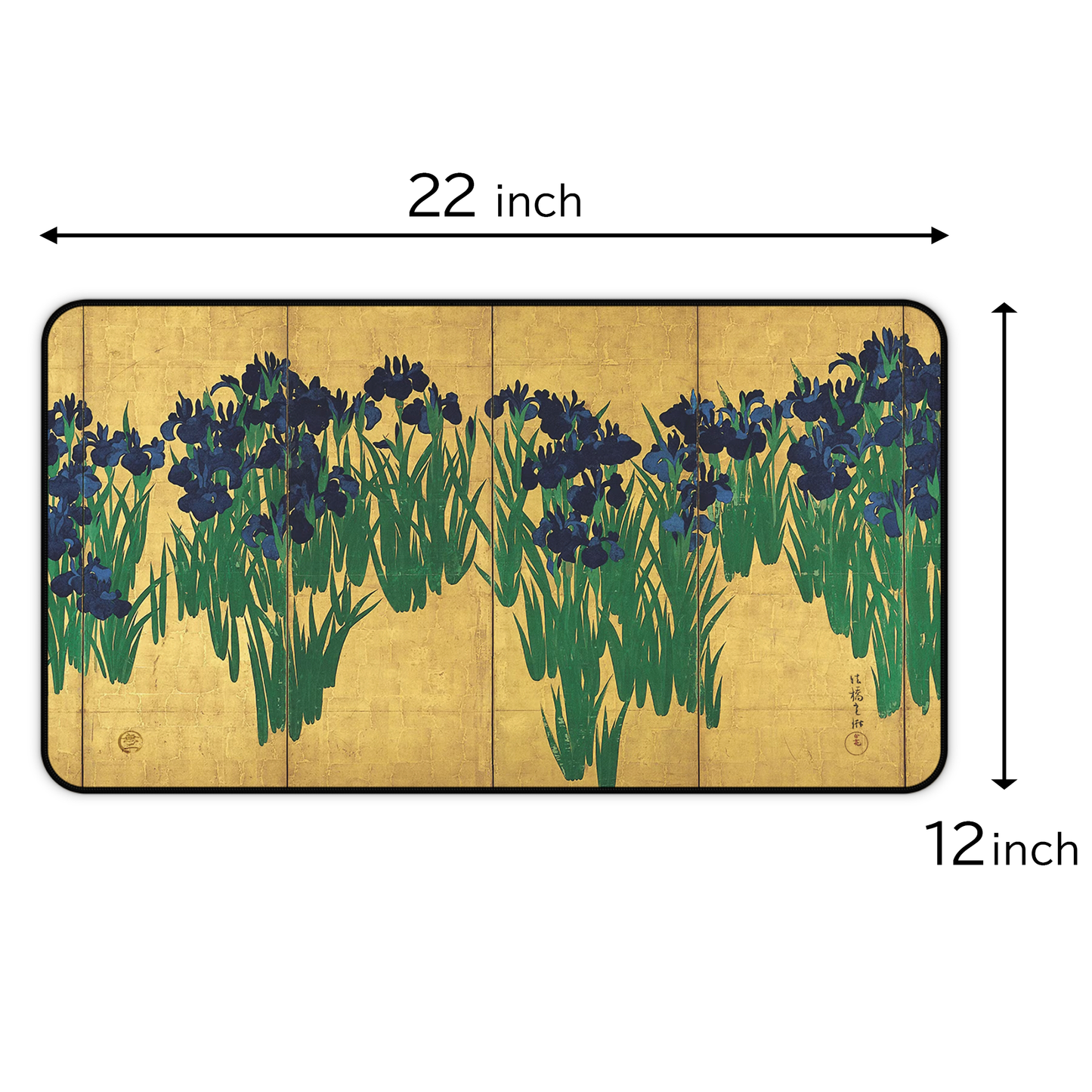 Ogata Korin's Irises Screen Art Desk Mat - 3sizes, Gaming Mouse Pad | RHC 072 MU-NI Japan