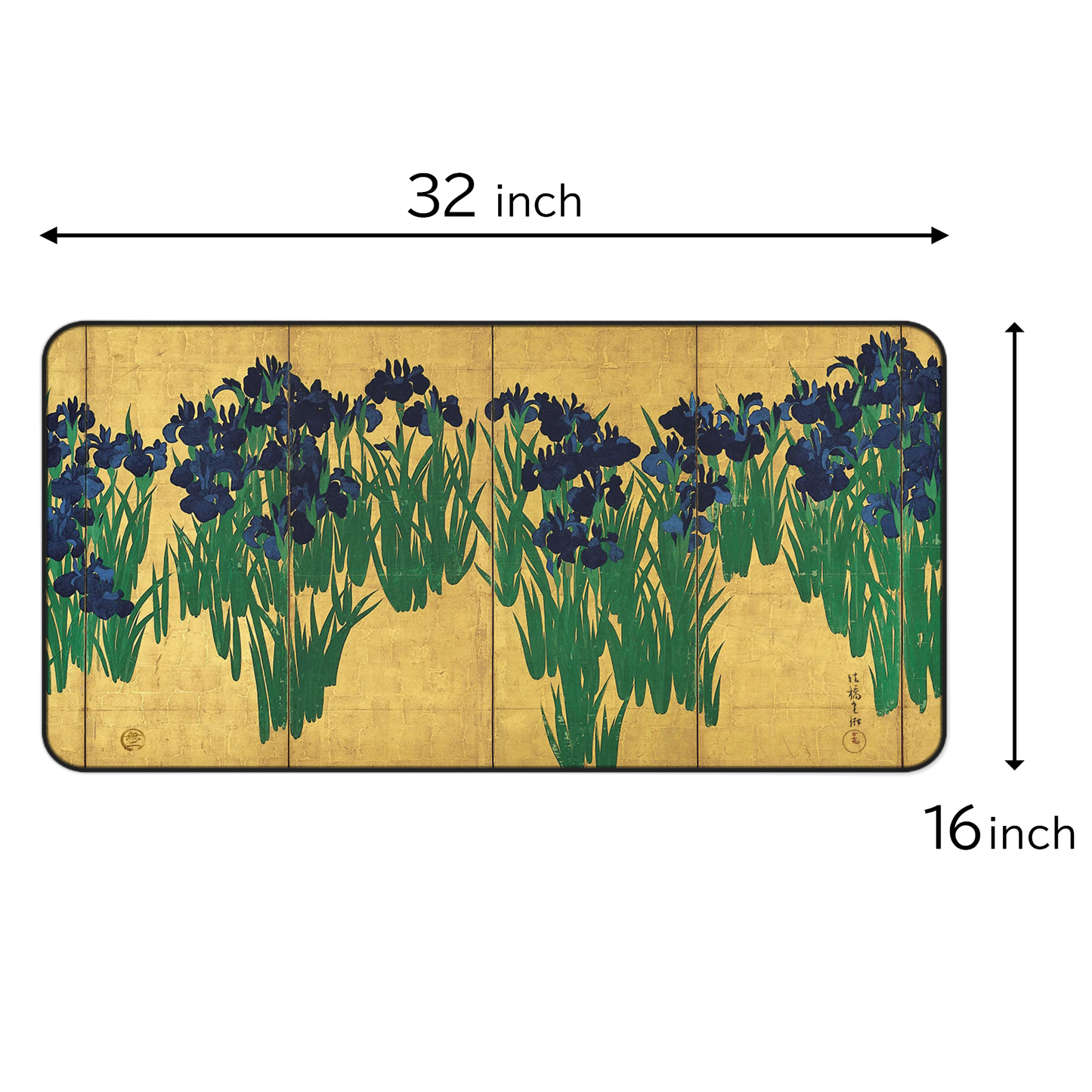 Ogata Korin's Irises Screen Art Desk Mat - 3sizes, Gaming Mouse Pad | RHC 072 MU-NI Japan