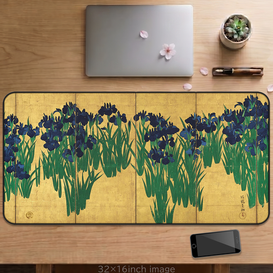 Ogata Korin's Irises Screen Art Desk Mat - 3sizes, Gaming Mouse Pad | RHC 072 MU-NI Japan