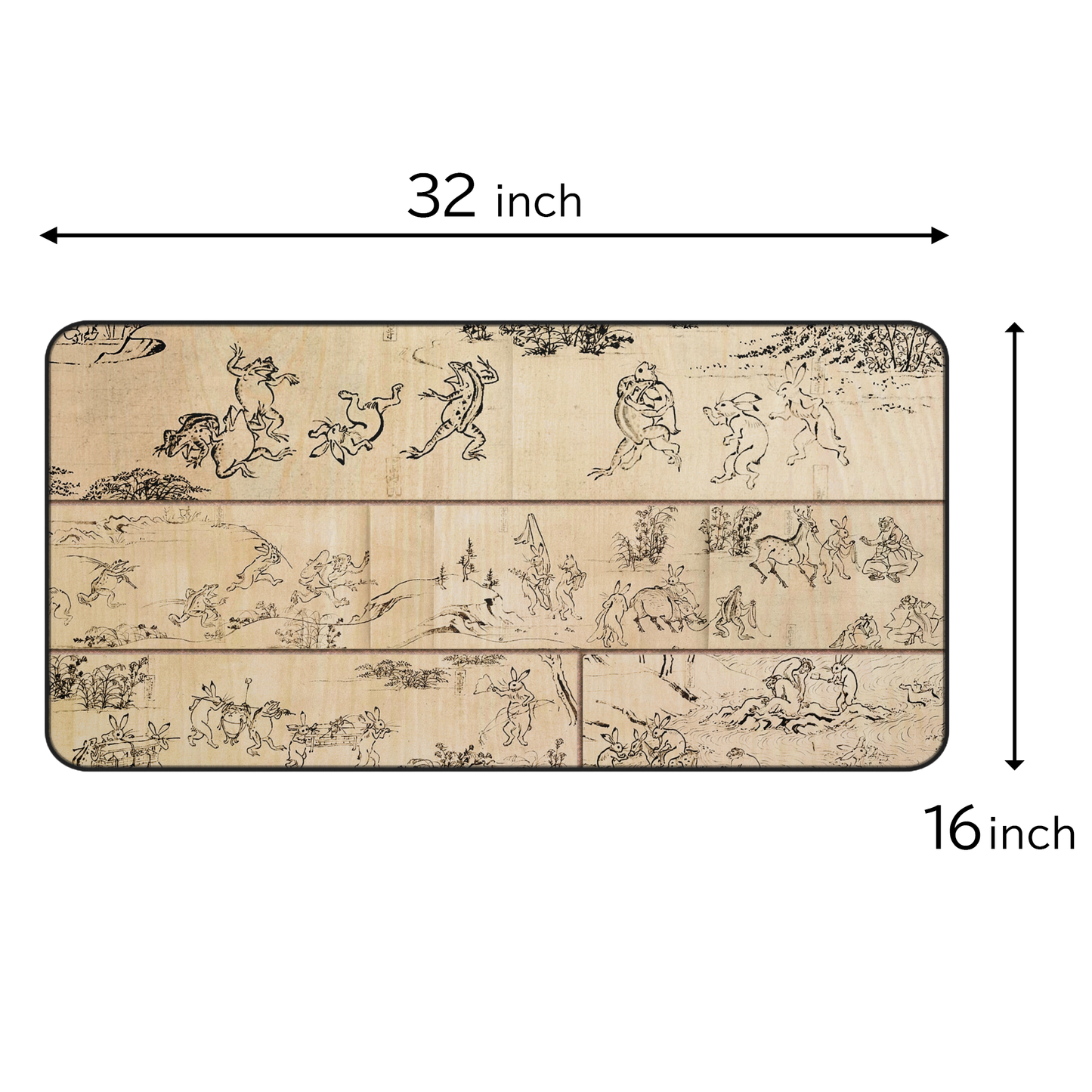Choju-giga Desk Mat - Wood Grain Style Print Large Mousepad | RHC MU-NI Japan