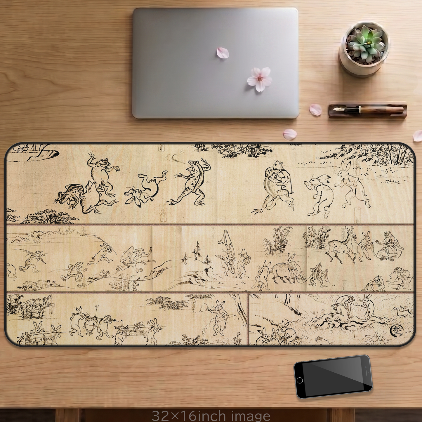 Choju-giga Desk Mat - Wood Grain Style Print Large Mousepad | RHC MU-NI Japan
