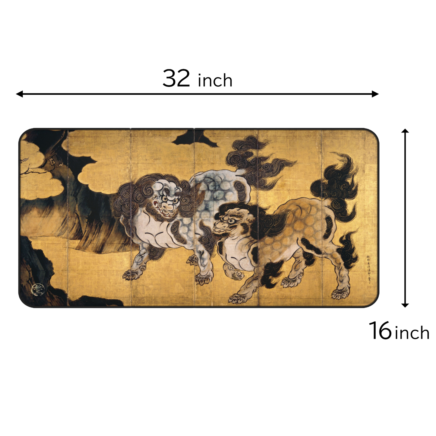 Kano Eitoku Karashishi - Screen Art Desk Mat 16x32inch Japanese Art Large Mouse Pad | RHC MU-NI Japan